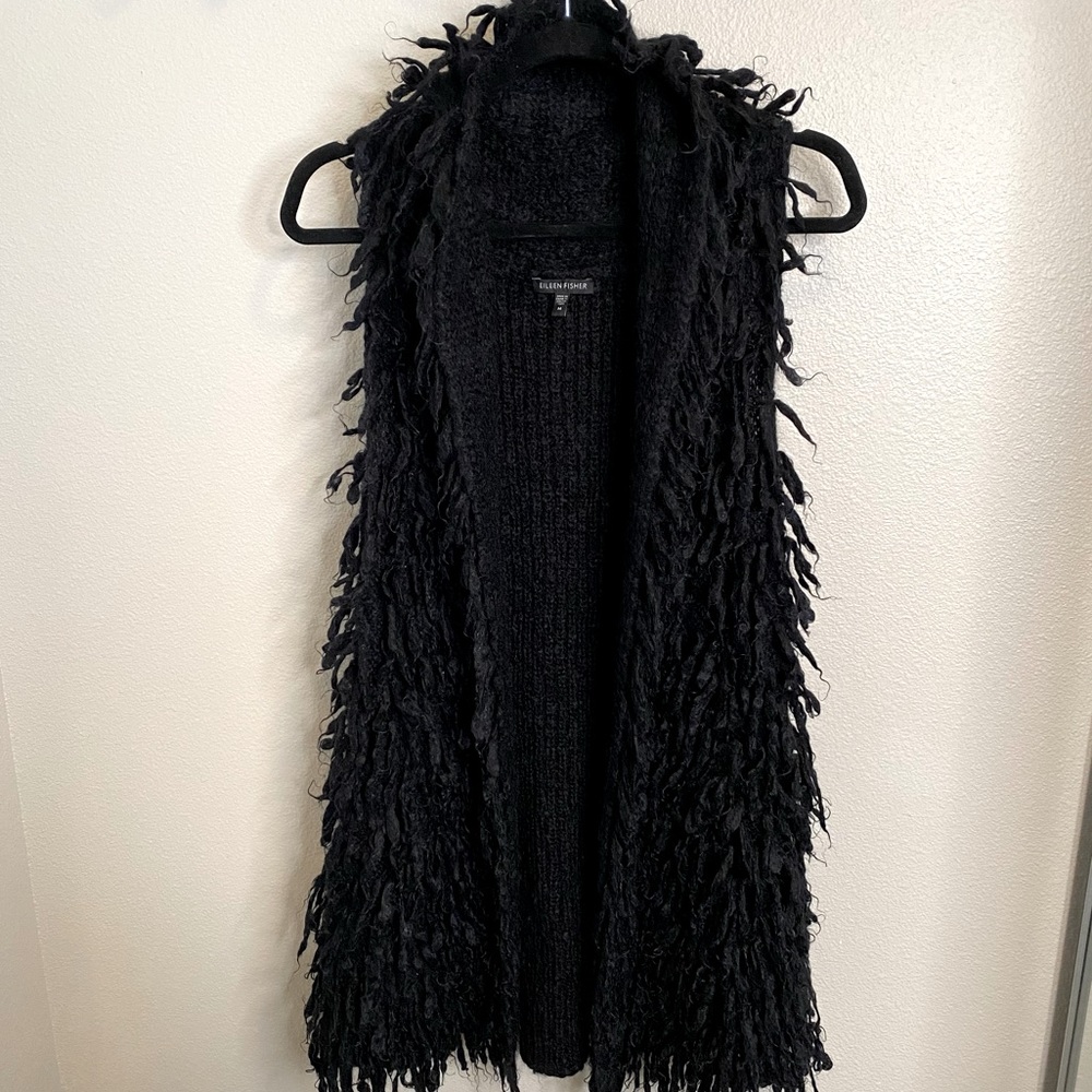 Eileen Fisher knee length sleeveless cardigan